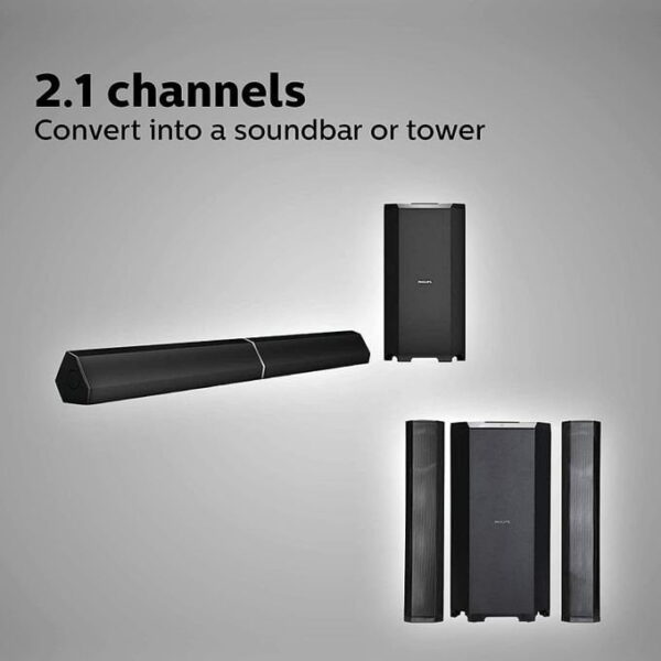 Philips Audio Mms8085B/94 2.1 80W Usb Multimedia. Soundbar And Multi-Connectivity