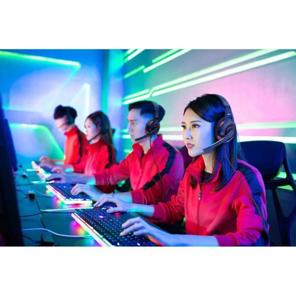 Casque gaming stéréo filaire avec câble 1.8m couleur noire rouge 3.5mm DUNTH DU-A5