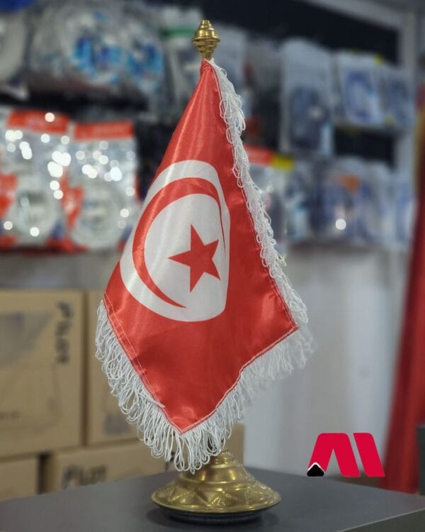 Drapeau de Bureau Tunisie 🇹🇳 + Socle