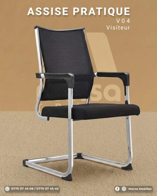 Chaise Visiteur V04 – Design Sobre & Accueil Professionnel